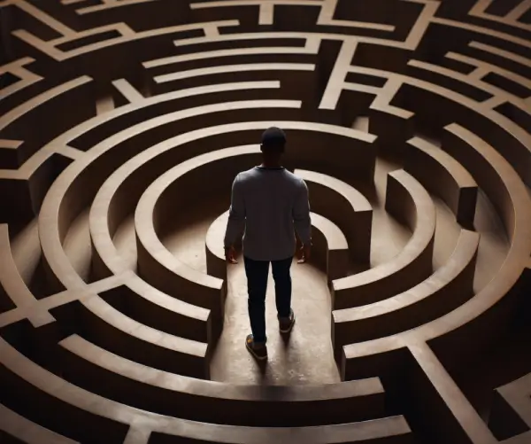 imagem de labirinto representando desafios para resolver pendências de CPF e situação fiscal